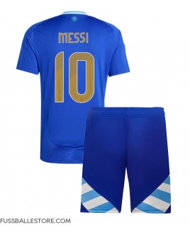 Günstige Argentinien Lionel Messi #10 Auswärts Trikotsatzt Kinder Copa America 2024 Kurzarm (+ Kurze Hosen)